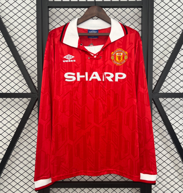 1992-94 Manchester United Retro Long Sleeve Home Soccer Jersey Shirt